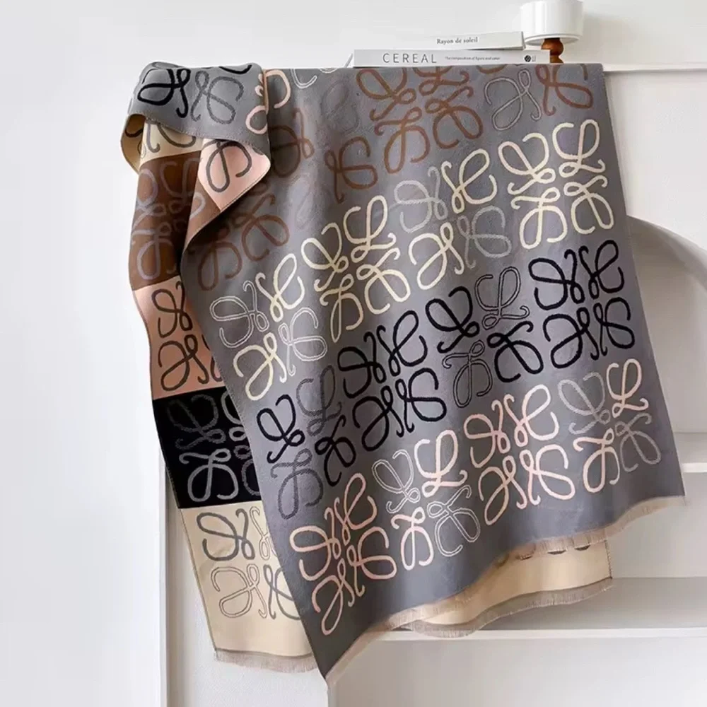 Anagram Lines Scarf - Gray -Wool, Silk, and Cashmere blend - Picture 1 of 3